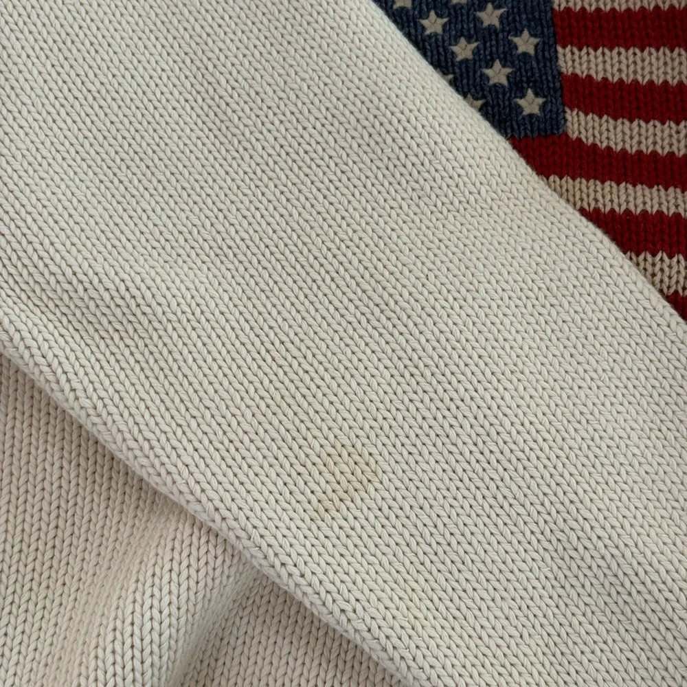 RARE 90s Vintage Ralph Lauren Cream Flag Turtleneck Sweater size M - Blue Tag - Picture 13 of 13